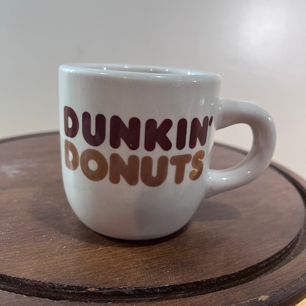 Vtg Dunkin Donuts Coffee Mug Ceramic Diner Style Made in Korea Cream Brown Logo